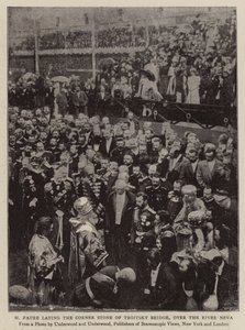 M. Faure posant la première pierre du pont Troitsky, sur la rivière Neva - English Photographer
