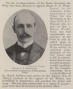 Major E F Wodehouse, nouveau commissaire adjoint de la police métropolitaine - English Photographer