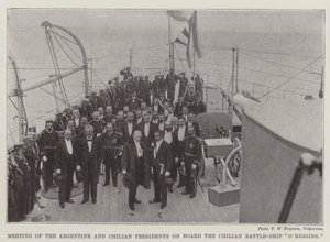 Rencontre des présidents argentin et chilien à bord du navire de guerre chilien OHiggins - English Photographer