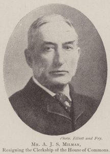 M. A J S Milman, démissionnant du poste de greffier de la Chambre des communes - English Photographer