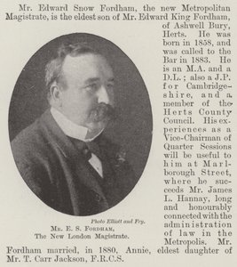 M. E S Fordham, nouveau magistrat de Londres - English Photographer