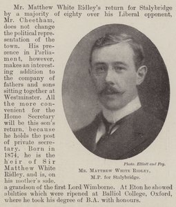 M. Matthew White Ridley, député de Stalybridge