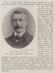 M. T K Rose, DSc, nouveau chimiste et essayeur de la Monnaie - English Photographer