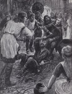 Meurtre du roi Edmond Ier lors de la messe de la Saint-Augustin à Pucklechurch, Gloucestershire, 946