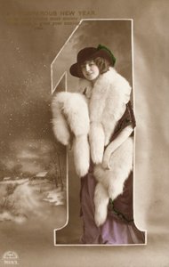 Carte de vœux du Nouvel An avec un portrait d