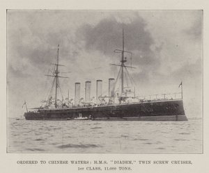 Ordonné vers les eaux chinoises, HMS Diadem, croiseur à double hélice, 1re classe, 11 000 tonnes