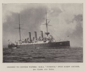 Ordonné vers les eaux chinoises, HMS Furious, croiseur à double hélice, 2e classe, 5750 tonnes - English Photographer