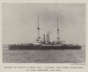Ordonné vers les eaux chinoises, HMS Goliath, cuirassé à double hélice, 1re classe, blindé, 12 950 tonnes - English Photographer