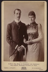Portrait du prince Albert Victor, fils aîné du roi Édouard VII, et de la princesse Mary de Teck - English Photographer
