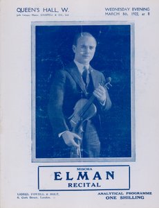 Programme du récital de Mischa Elman, Queen