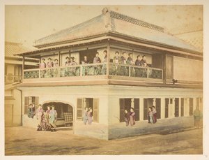 Prostituées au bordel Shinpuro, Takashima-cho, Yokohama, Photographe : Stillfried, Raimund von Lucas Collection : Enregistrement photographique du tour du monde de Charles James et Morton P, Lucas