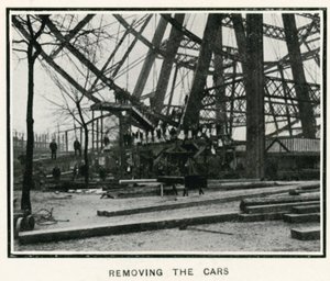 Démontage de la Grande Roue à Earls Court, Londres; démontage des voitures; de The Sphere, 13 avril 1907 - English Photographer