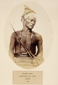 Rengma Naga, tribu maraudeuse des collines, Assam, de The People of India, par J. Forbes Watson, publié en 1868