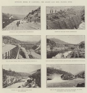 Exploitation minière dans le lit de la rivière en Californie, la mine Golden Gate, Feather River