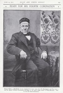 Samuel Oldart, tisserand de Spitalfields, Londres, qui a tissé une écharpe pour le couronnement de la reine Victoria