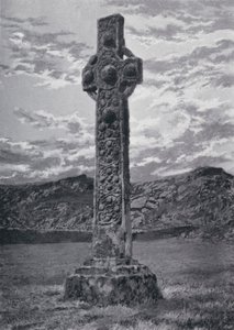 Écosse : Croix de Saint-Martin, Iona (photo n/b)