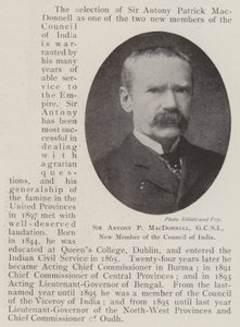 Sir Antony P MacDonnell, GCSI, nouveau membre du Conseil de l