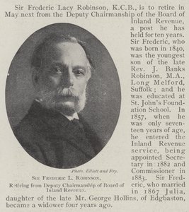 Sir Frederic L Robinson, se retirant de la vice-présidence du conseil des impôts - English Photographer
