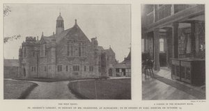 La bibliothèque St Deiniol, en mémoire de M. Gladstone, à Hawarden, à ouvrir par le comte Spencer le 14 octobre - English Photographer