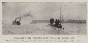 Essais de sous-marins et de torpilleurs dans la baie de Stokes