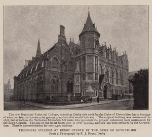 Collège technique à Derby inauguré par le duc de Devonshire