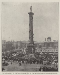 Anniversaire de Trafalgar, décoration de la colonne Nelson à Trafalgar Square - English Photographer