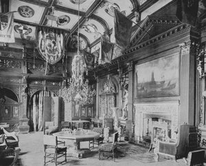 Salle de banquet, Knebworth (photo n/b)