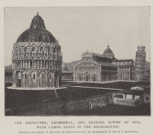 Le baptistère, la cathédrale et la tour penchée de Pise, avec le Campo Santo en arrière-plan - English Photographer