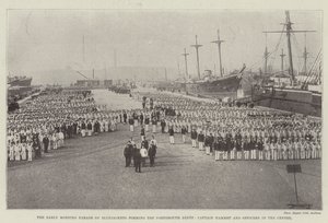 Le défilé matinal des marins formant le dépôt de Portsmouth, le capitaine Hammet et les officiers au centre - English Photographer