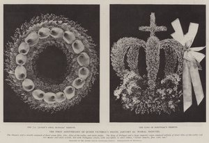 Le premier anniversaire de la mort de la reine Victoria, 22 janvier, hommages floraux