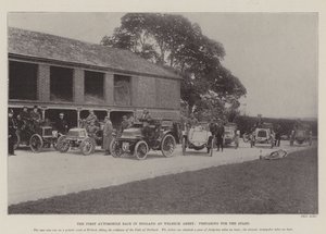La première course automobile en Angleterre à Welbeck Abbey, préparation au départ