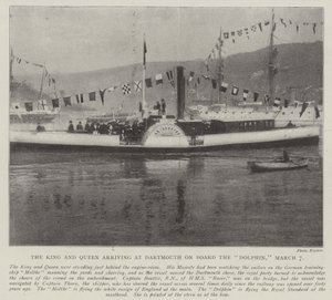Le roi et la reine arrivant à Dartmouth à bord du Dolphin, 7 mars - English Photographer