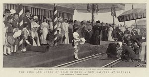 Le roi et la reine de Siam inaugurant une nouvelle voie ferrée à Bangkok - English Photographer