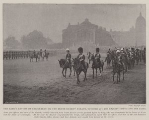 La revue des gardes par le roi sur la parade des Horse Guards, 27 octobre, Sa Majesté inspectant les lignes