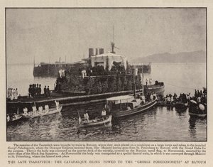 Le défunt tsarévitch, le catafalque remorqué vers le Georgi Pobedonosetz à Batoum - English Photographer