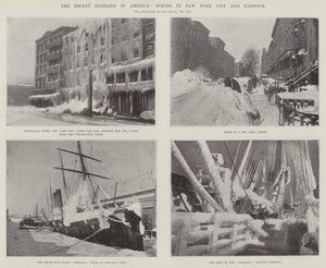 La récente tempête de neige en Amérique, scènes dans la ville et le port de New York