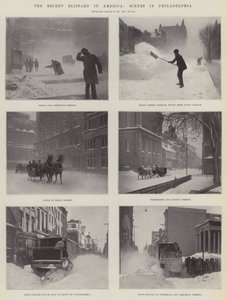 La récente tempête de neige en Amérique, scènes à Philadelphie