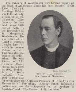 Le révérend J A Robinson, nouveau chanoine de Westminster - English Photographer