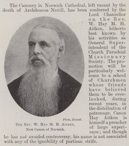 Le Révérend W Hay M H Aitken, nouveau chanoine de Norwich - English Photographer