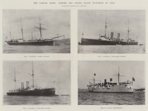 La crise samoane, navires de guerre britanniques et américains à Apia