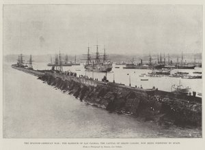 La guerre hispano-américaine, le port de Las Palmas, capitale de la Grande Canarie, maintenant fortifié par l