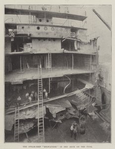 Le navire à vapeur Milwaukee en cale sèche sur la Tyne - English Photographer