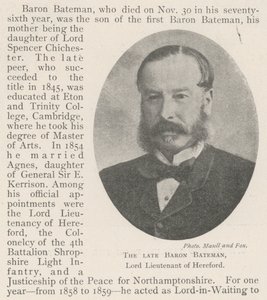 Feu le baron Bateman, Lord Lieutenant de Hereford - English Photographer