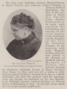 Feu Lady Biddulph, anciennement demoiselle d