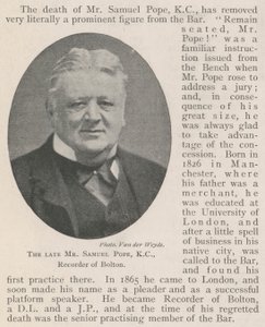 Feu M. Samuel Pope, KC, recorder de Bolton - English Photographer