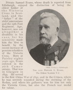 Feu le soldat S Evans, le plus ancien VC écossais - English Photographer