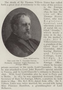 Feu Sir T Villiers Lister, ancien sous-secrétaire adjoint aux affaires étrangères - English Photographer
