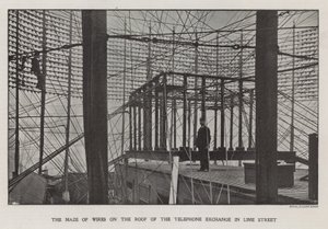 Le labyrinthe de fils sur le toit de la Centrale Téléphonique de Lime Street - English Photographer