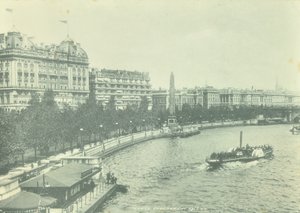 Victoria Embankment, Westminster : vue vers le nord depuis Hungerford Bridge, 1895 - English Photographer