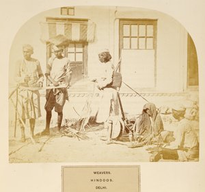 Tisserands, hindous, Delhi, de The People of India, par J. Forbes Watson, publié en 1868 - English Photographer